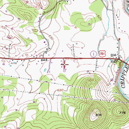 Topographic Map of Kittrell Heights, TN