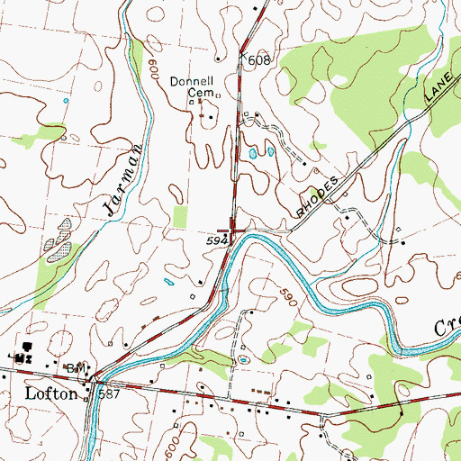 Topographic Map of Lascassas Colonial Acres, TN