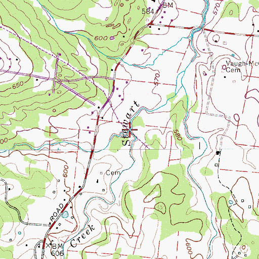 Topographic Map of Maxwell Branch, TN
