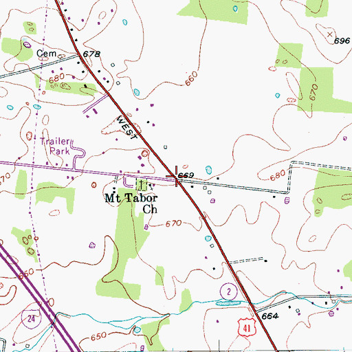 Topographic Map of Mount Tabor, TN