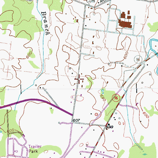 Topographic Map of Oak Hill, TN
