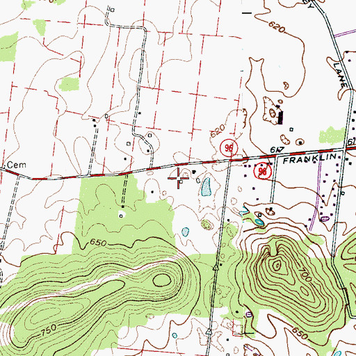 Topographic Map of Oakwood, TN