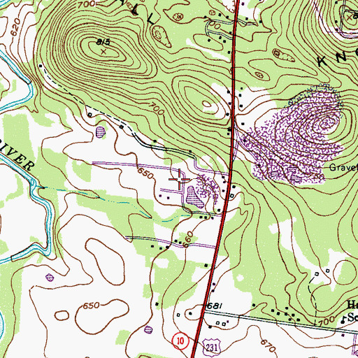 Topographic Map of Oakwood, TN