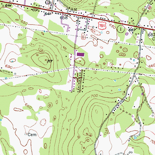 Topographic Map of Overall Acres, TN
