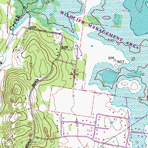 Topographic Map of Ponderosa, TN