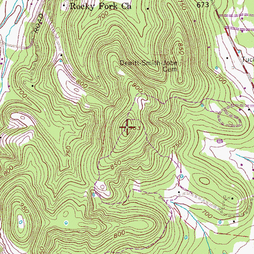Topographic Map of Prewitts Knob, TN