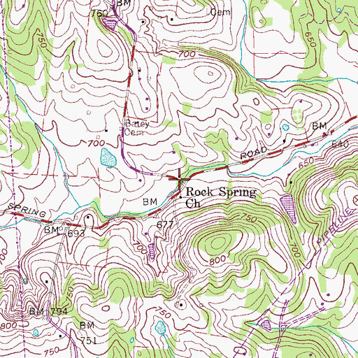 Topographic Map of Rocksprings, TN