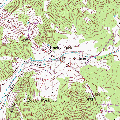 Topographic Map of Rocky Fork, TN