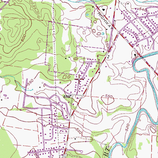 Topographic Map of Valley Green Acres, TN