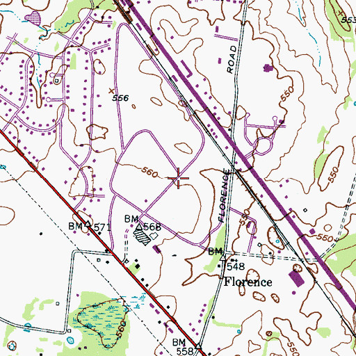 Topographic Map of Williamsburg, TN