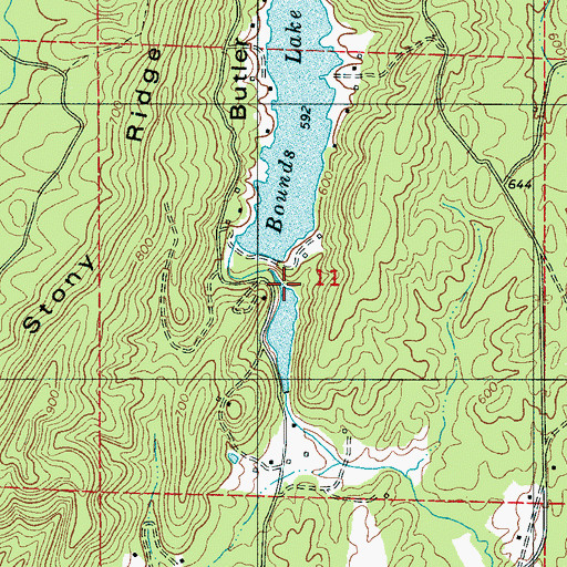 Topographic Map of Woodmere Number One Lake, AL