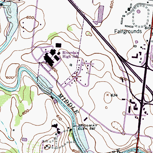 Topographic Map of Riverdale, TN