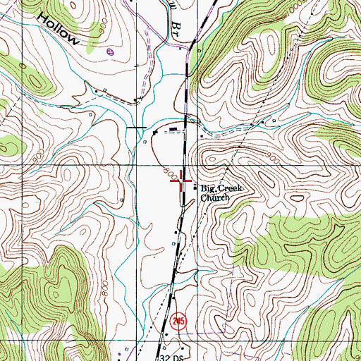 Topographic Map of Big Creek, TN