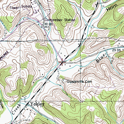 Topographic Map of Gipsonville, TN