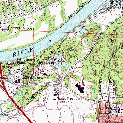 Topographic Map of Little Reservoir, AL
