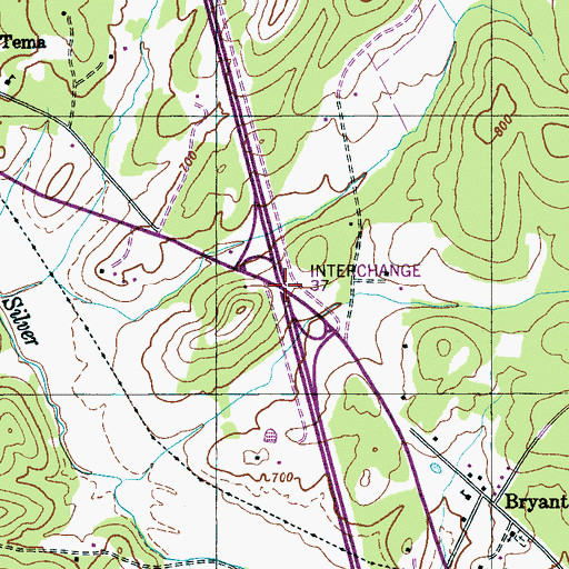 Topographic Map of Interchange 37, TN