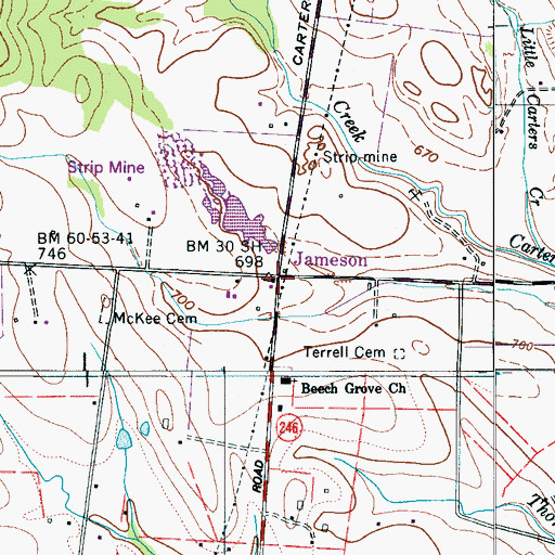 Topographic Map of Jameson, TN