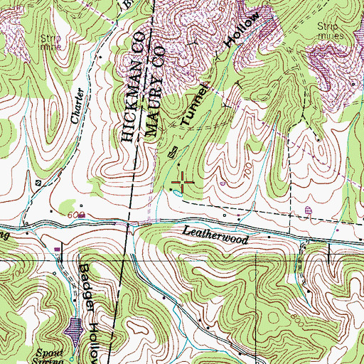 Topographic Map of Leatherwood (historical), TN