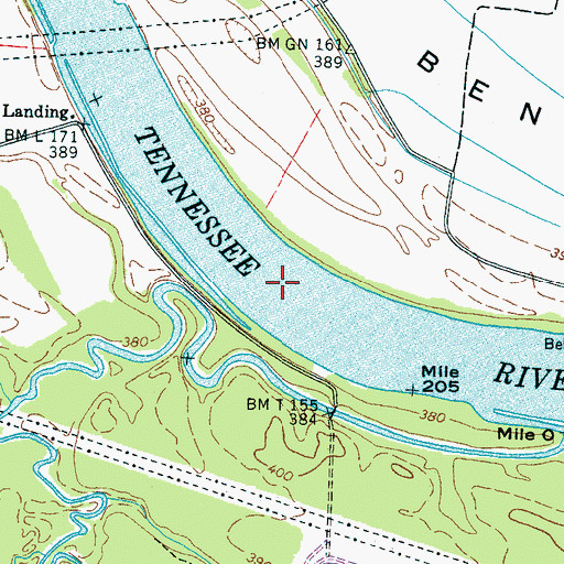 Topographic Map of Big Bend Shoals, TN