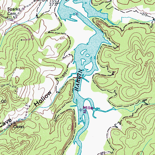 Topographic Map of Borough Ford (historical), TN