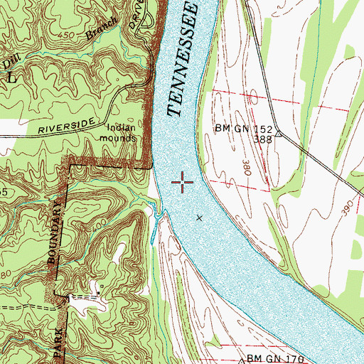Topographic Map of Browns Ferry (historical), TN