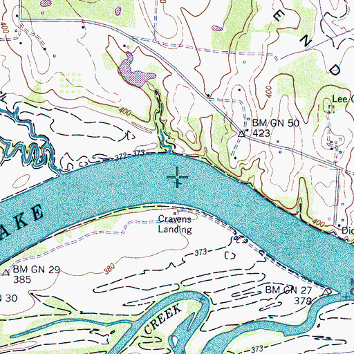 Topographic Map of Cravens Ferry (historical), TN