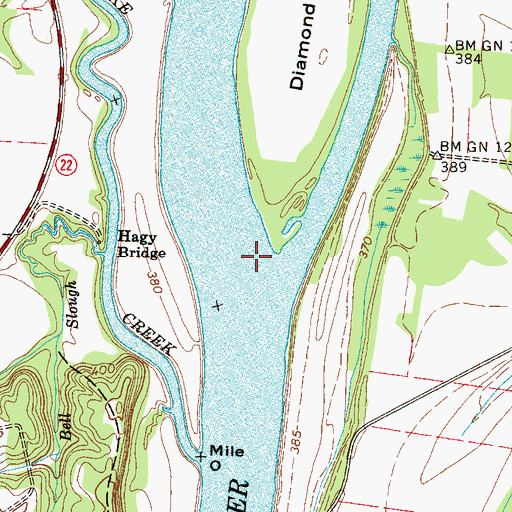 Topographic Map of Diamond Shoals, TN