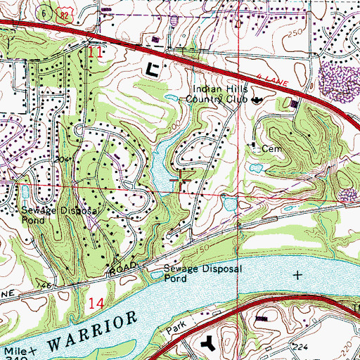 Topographic Map of Indian Hills Lake Dam, AL