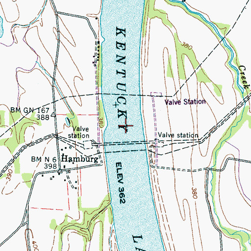 Topographic Map of Hamburg Ferry (historical), TN