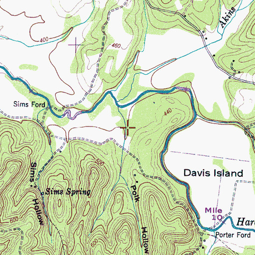 Topographic Map of Hogpen Hollow, TN