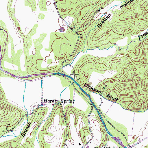 Topographic Map of Hudiburg Ford, TN