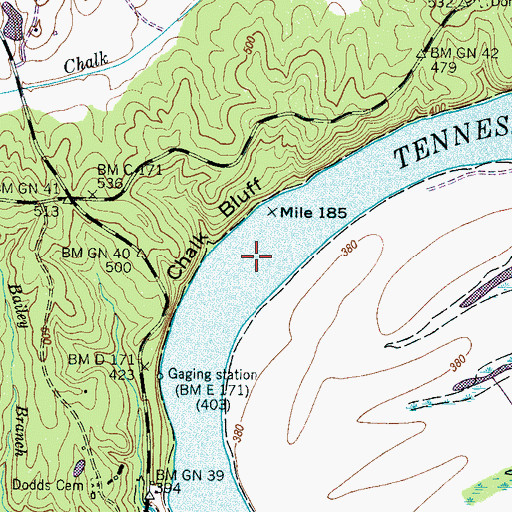 Topographic Map of Nelsons Ferry (historical), TN