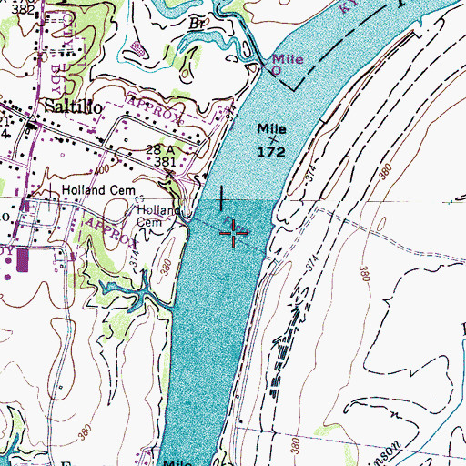 Topographic Map of Saltillo Ferry, TN