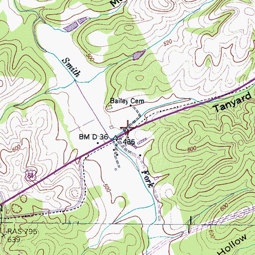 Topographic Map of Smiths Fork (historical), TN