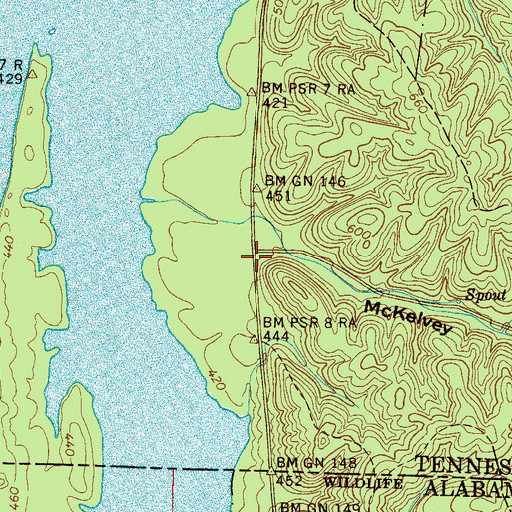 Topographic Map of Walnut Grove (historical), TN