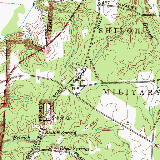 Topographic Map of Water Oaks Pond, TN