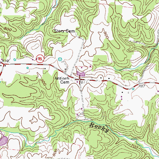 Topographic Map of Antioch (historical), TN