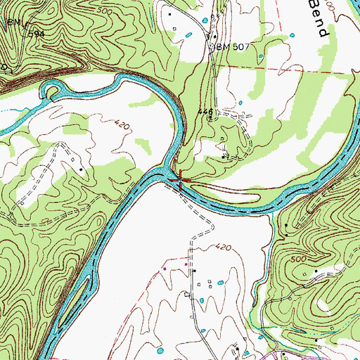 Topographic Map of Anderson Ford, TN