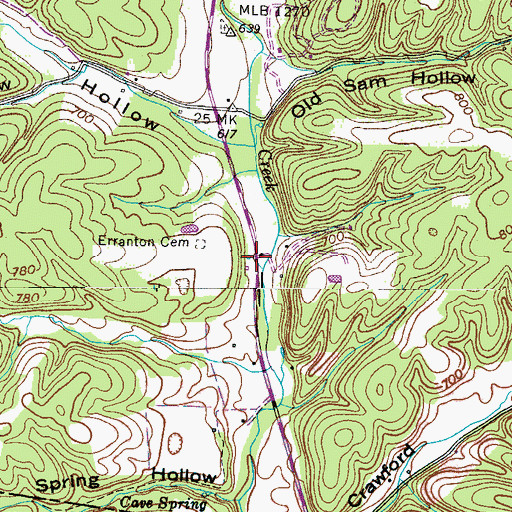 Topographic Map of Beasley (historical), TN