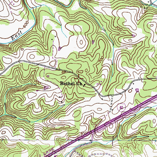 Topographic Map of Beech Grove (historical), TN