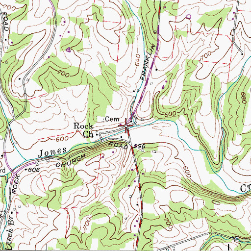 Topographic Map of Belleview, TN