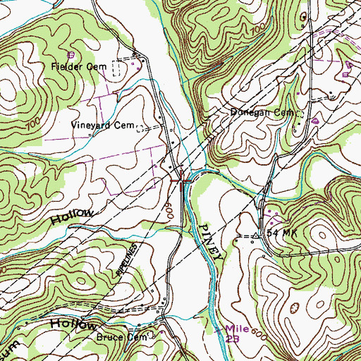 Topographic Map of Forks of Piney (historical), TN