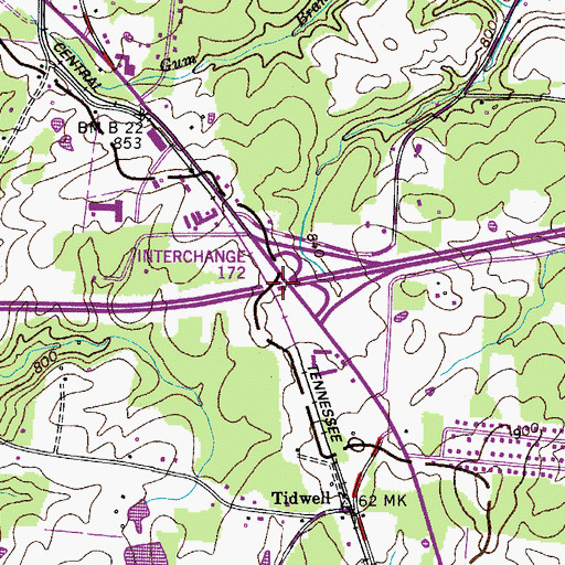 Topographic Map of Interchange 172, TN
