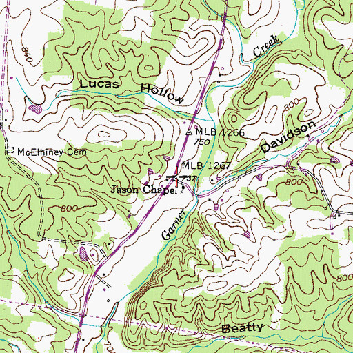 Topographic Map of Jason Chapel, TN