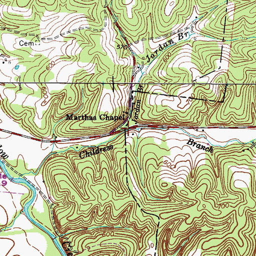 Topographic Map of Marthas Chapel, TN