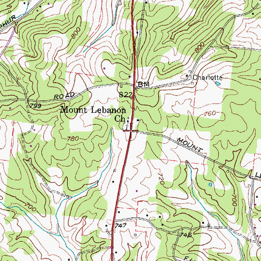 Topographic Map of Mount Lebanon, TN