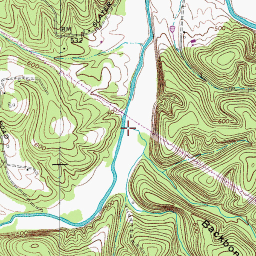 Topographic Map of Porter Branch, TN