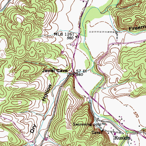 Topographic Map of Rogers Spring, TN
