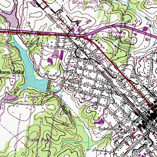 Topographic Map of West Dickson, TN