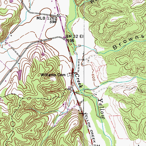 Topographic Map of Williamsville (historical), TN